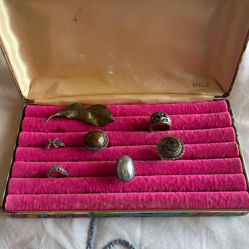 Real silver vintage rings MCM jewelry case